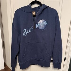 Blue Moon Beer Quarter Zip Hoodie Size L